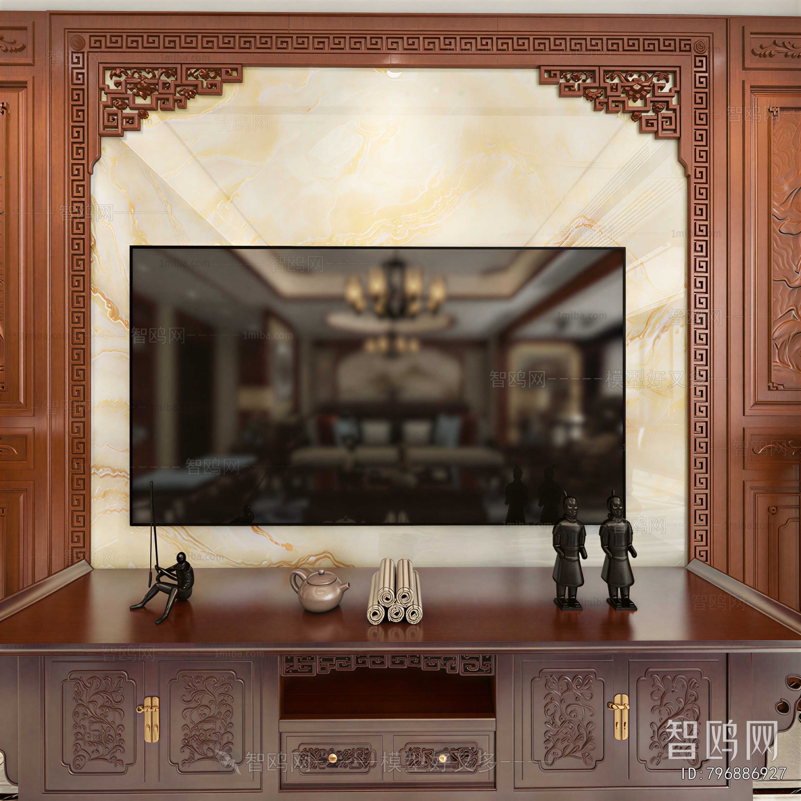 New Chinese Style Bedside Cupboard