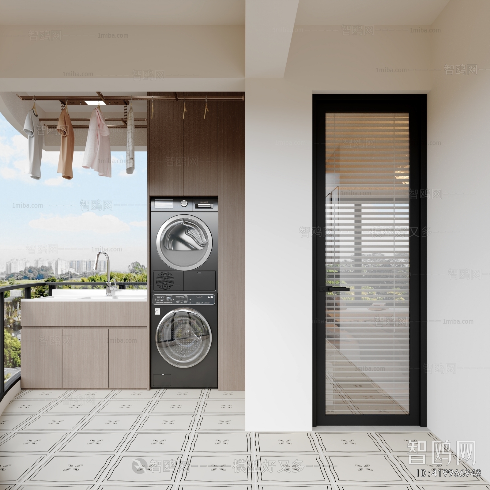 Modern Balcony Laundry Room