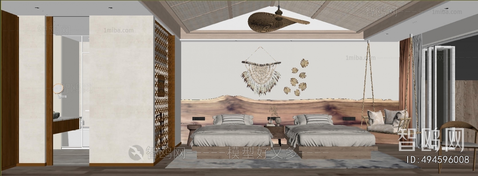 Modern Wabi-sabi Style Guest Room