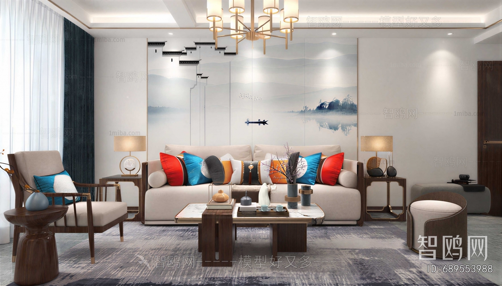 New Chinese Style A Living Room