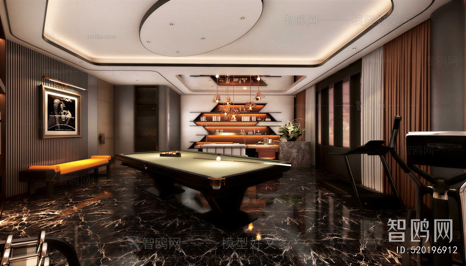New Chinese Style Billiards Room