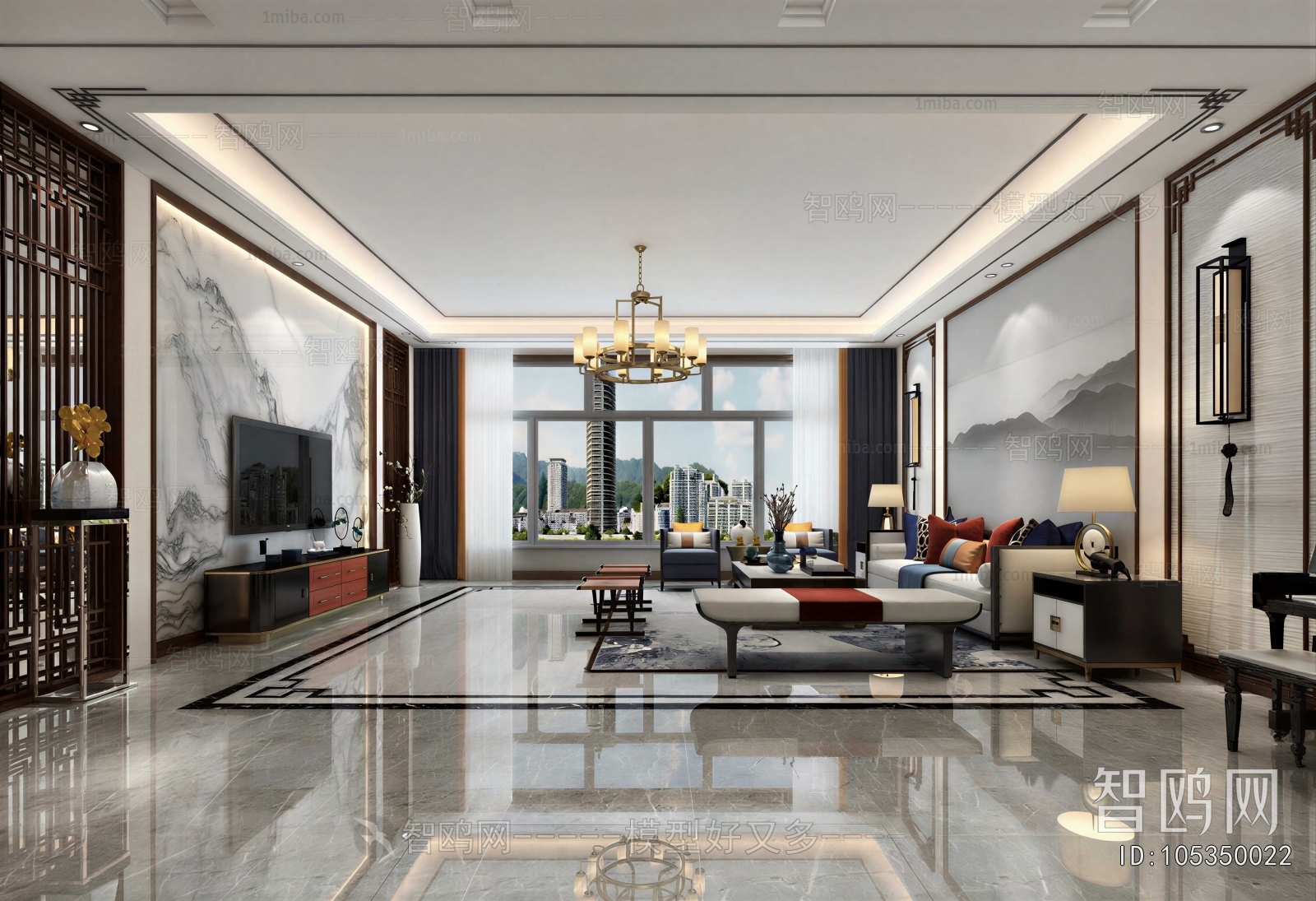 New Chinese Style A Living Room