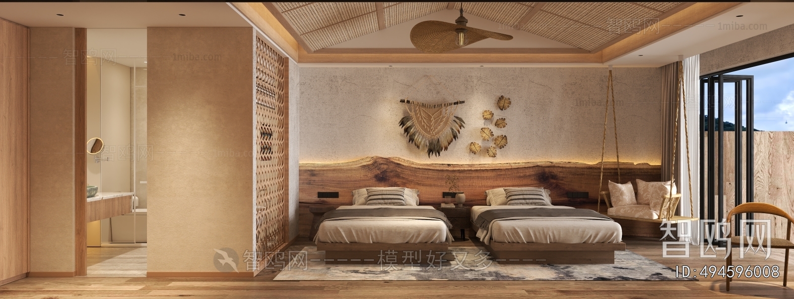 Modern Wabi-sabi Style Guest Room