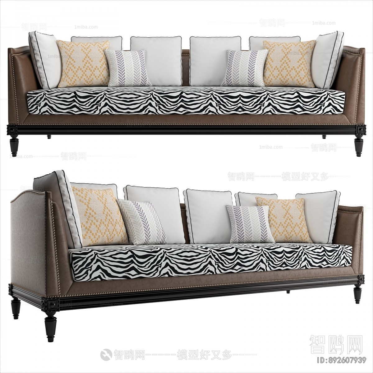 Retro Style Three-seat Sofa