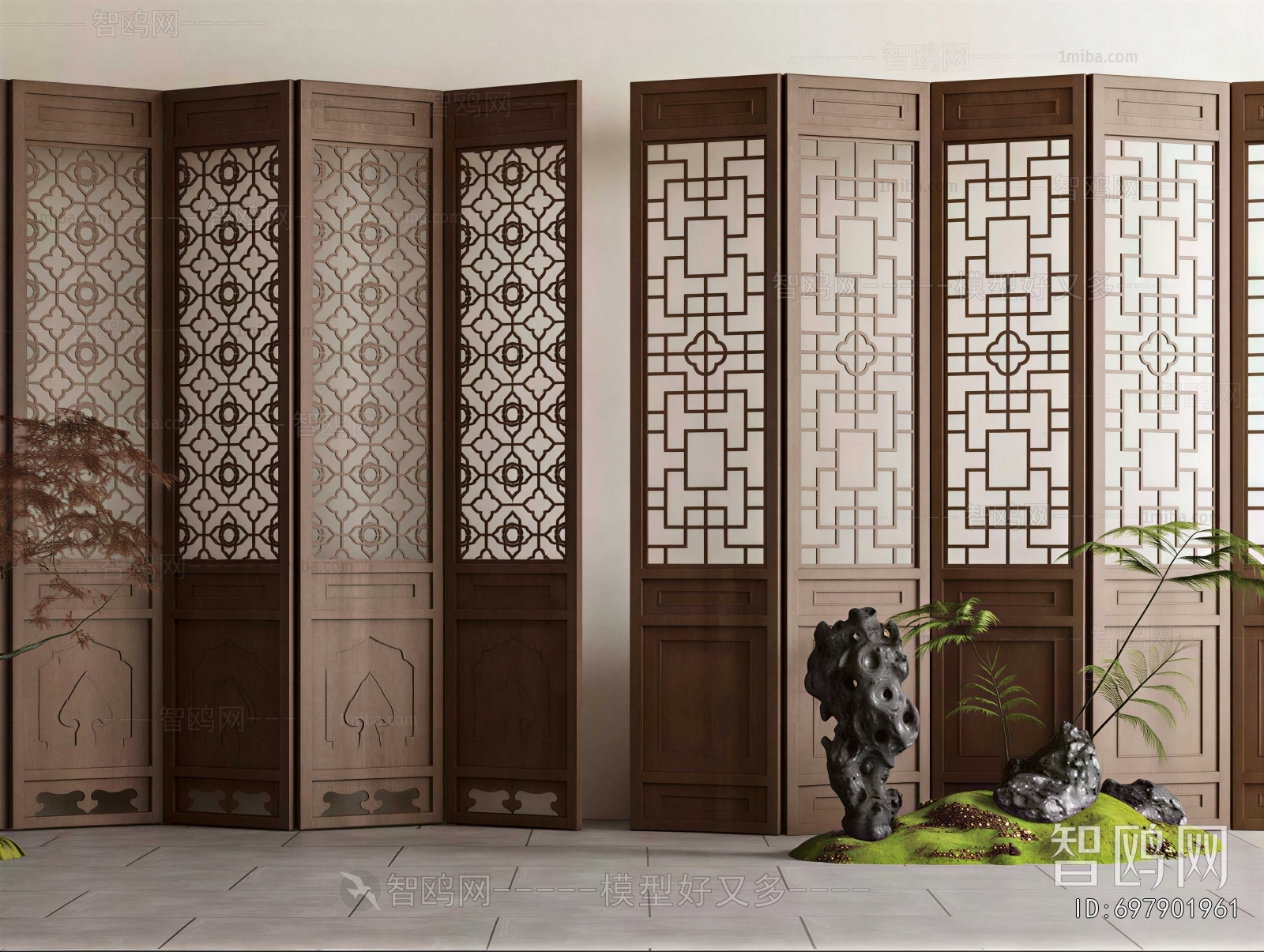 New Chinese Style Wooden Screen Partition