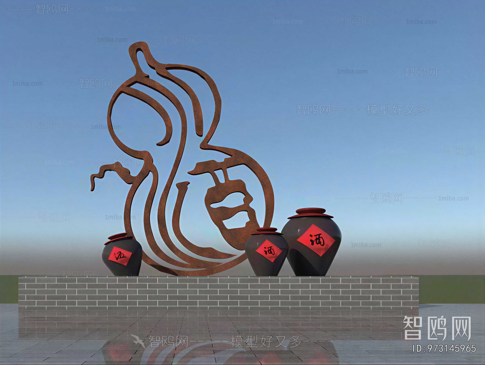 New Chinese Style Sculpture Sketch
