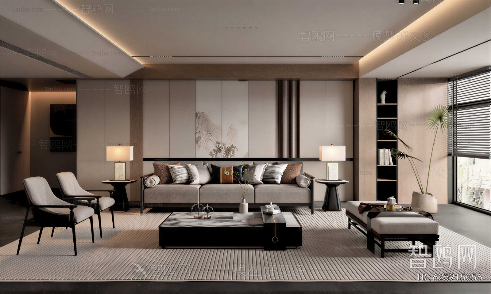 New Chinese Style A Living Room