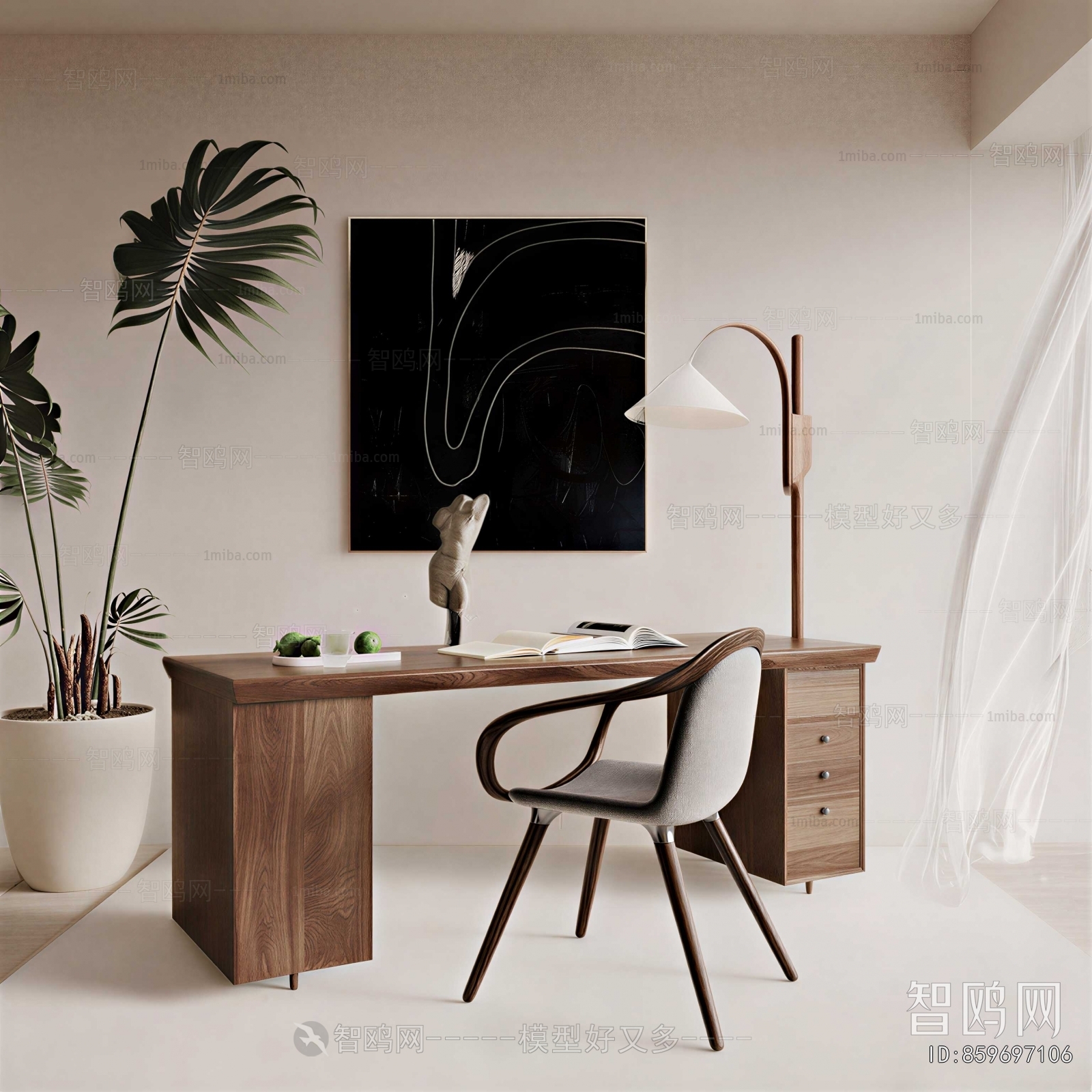 Wabi-sabi Style Computer Desk And Chair