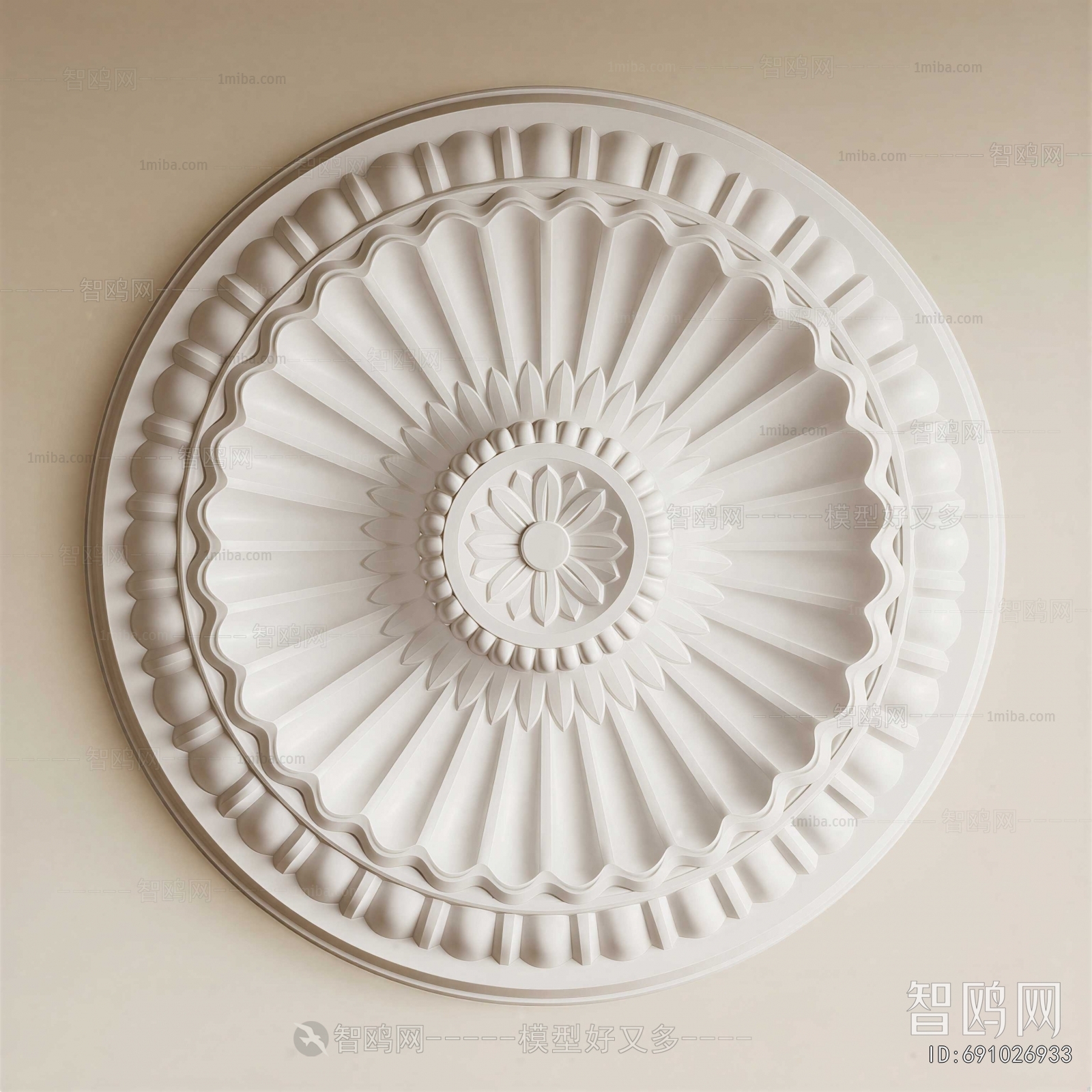 European Style Plaster Carved Top Plate