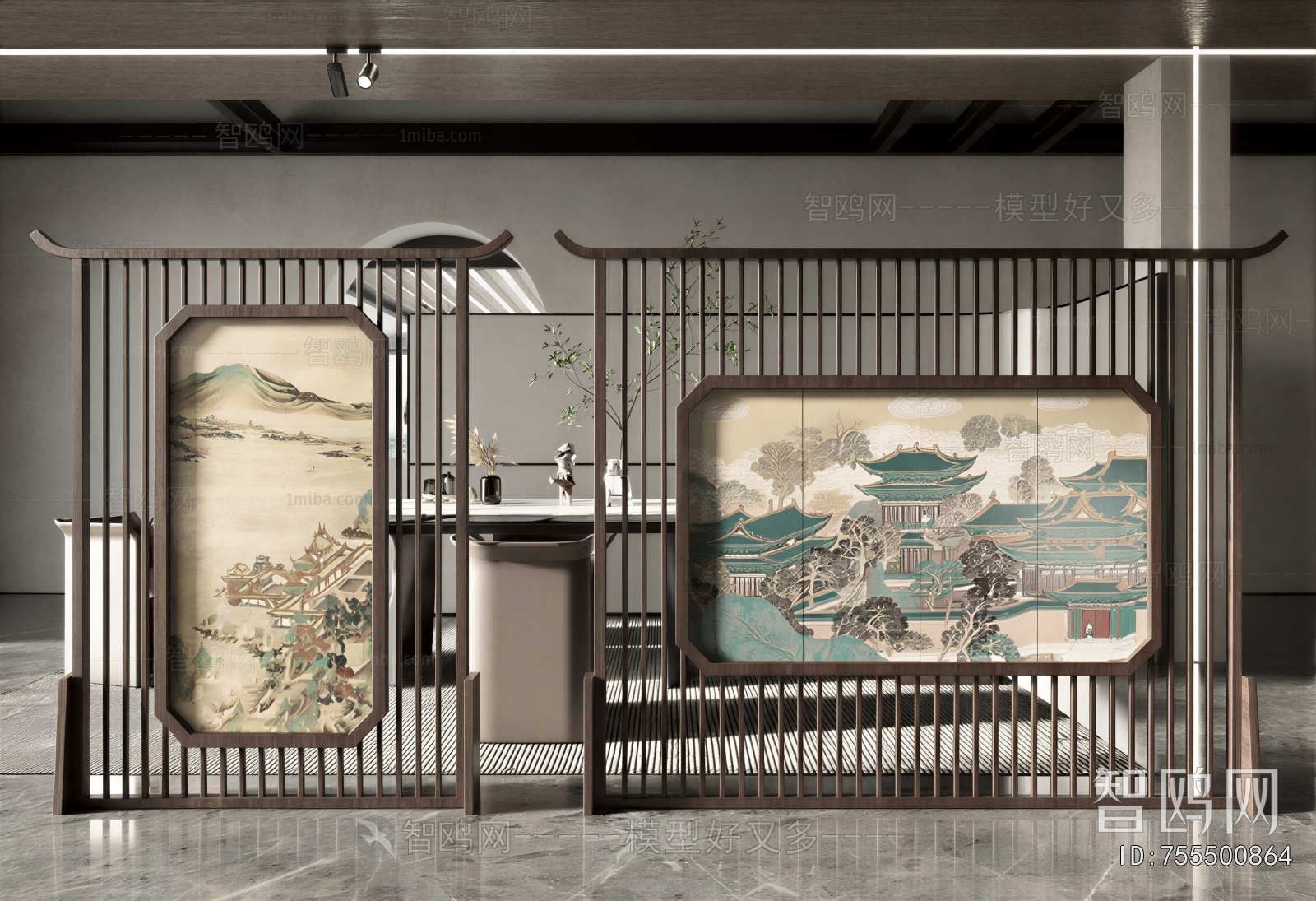 New Chinese Style Wooden Screen Partition