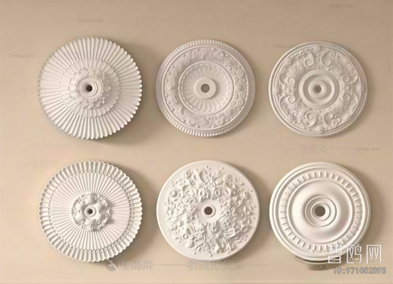 European Style Plaster Carved Top Plate