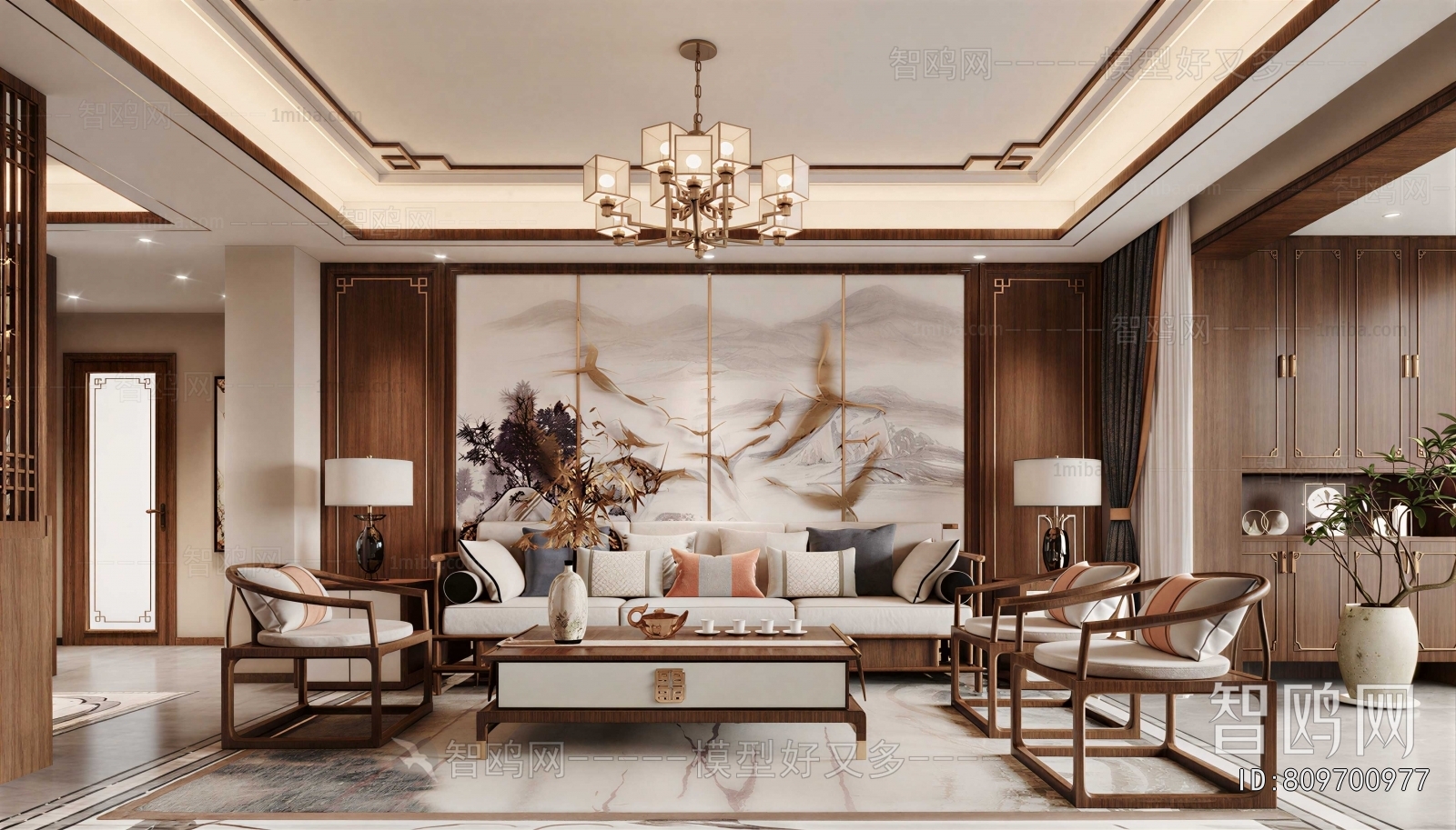 New Chinese Style A Living Room