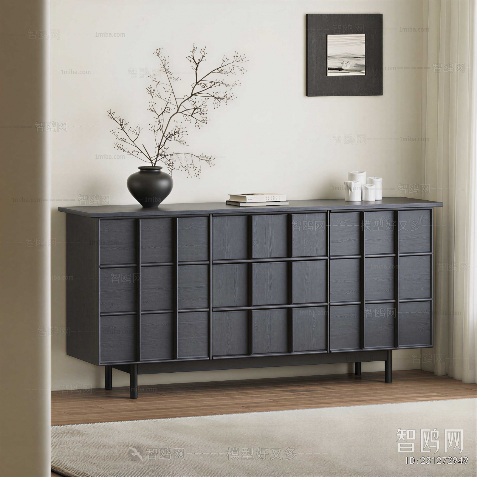 Wabi-sabi Style Side Cabinet
