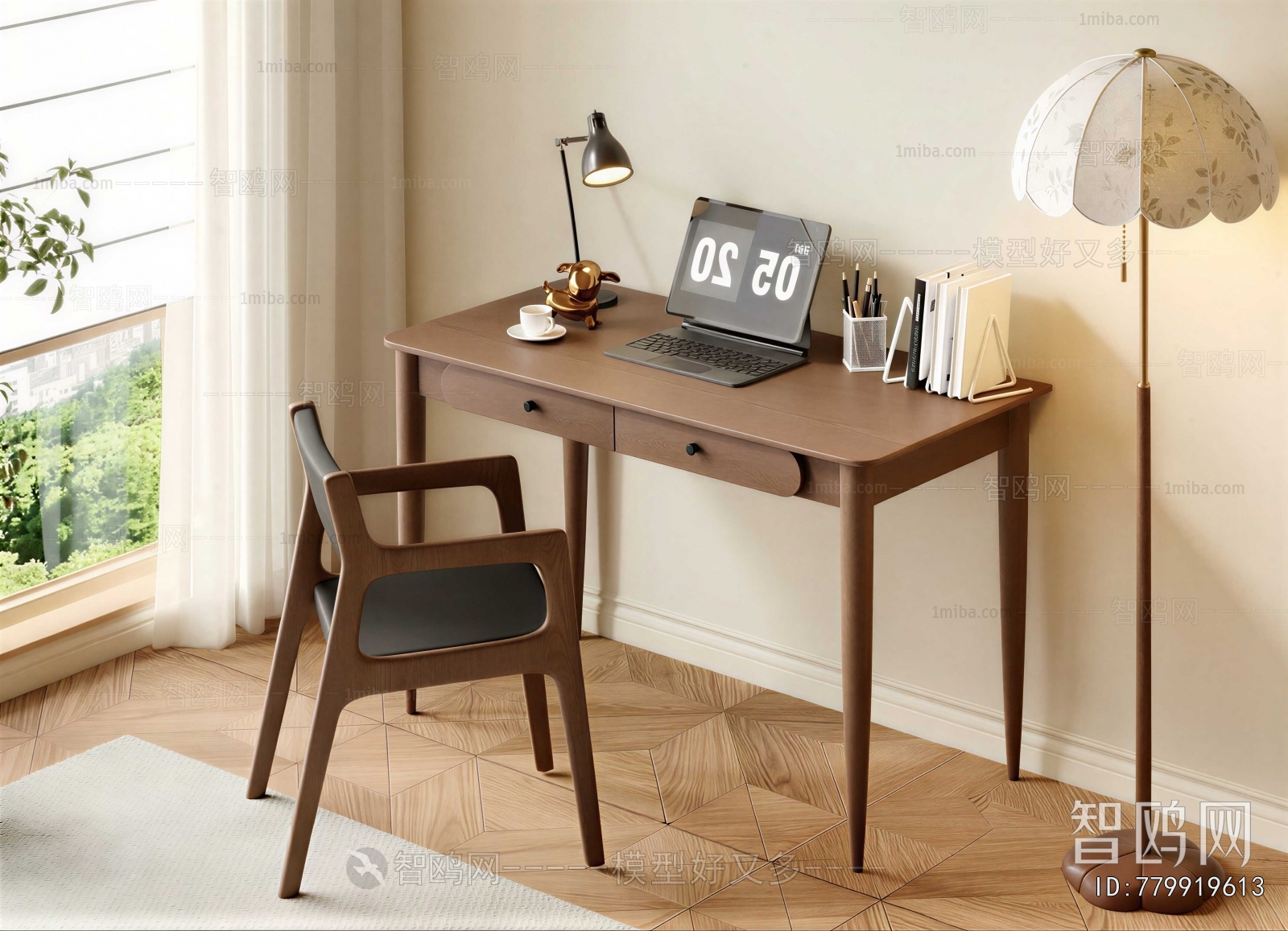 American Style Computer Desk And Chair