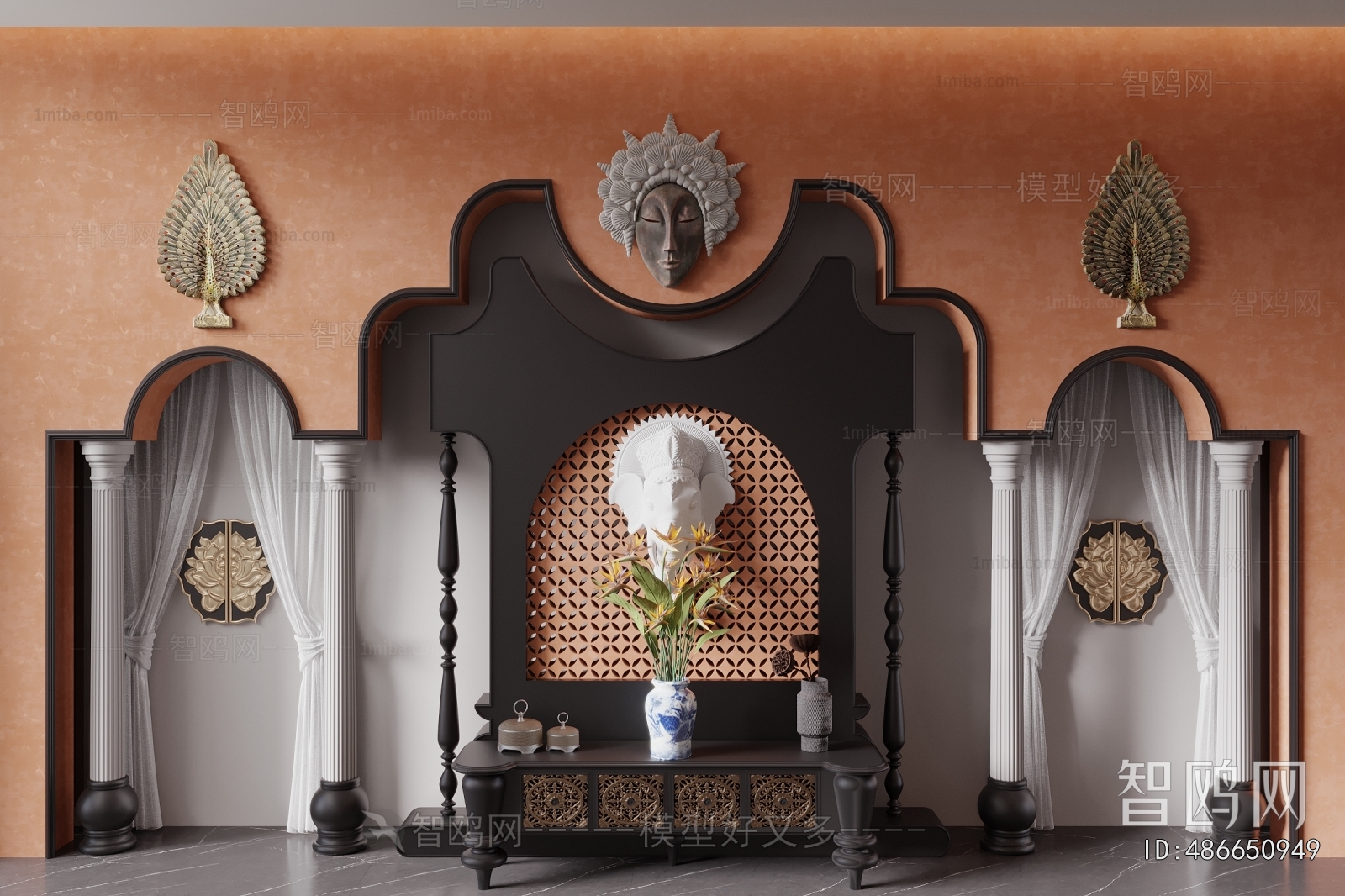 Southeast Asian Style TV Wall