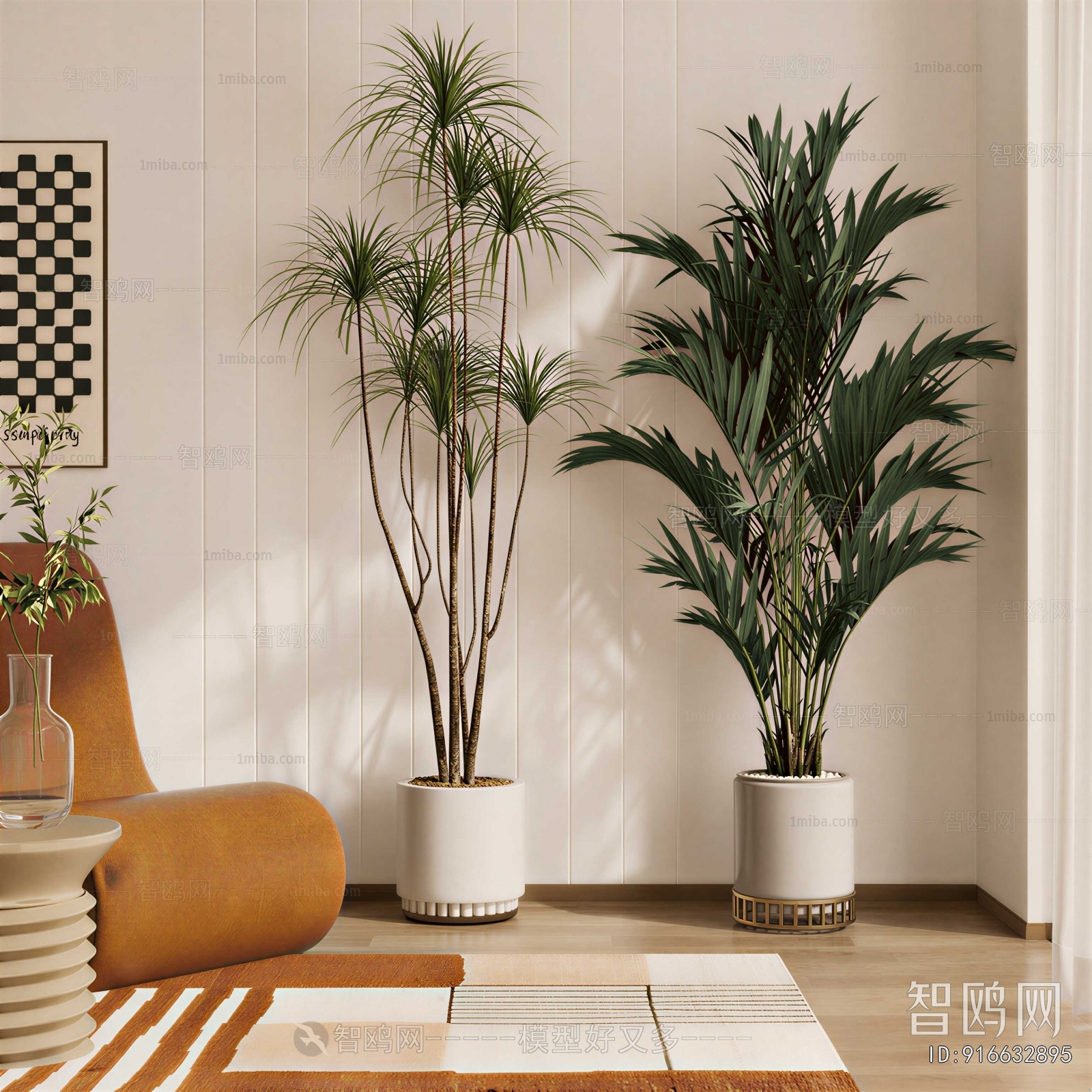 Modern Ground Green Plant Potted Plants