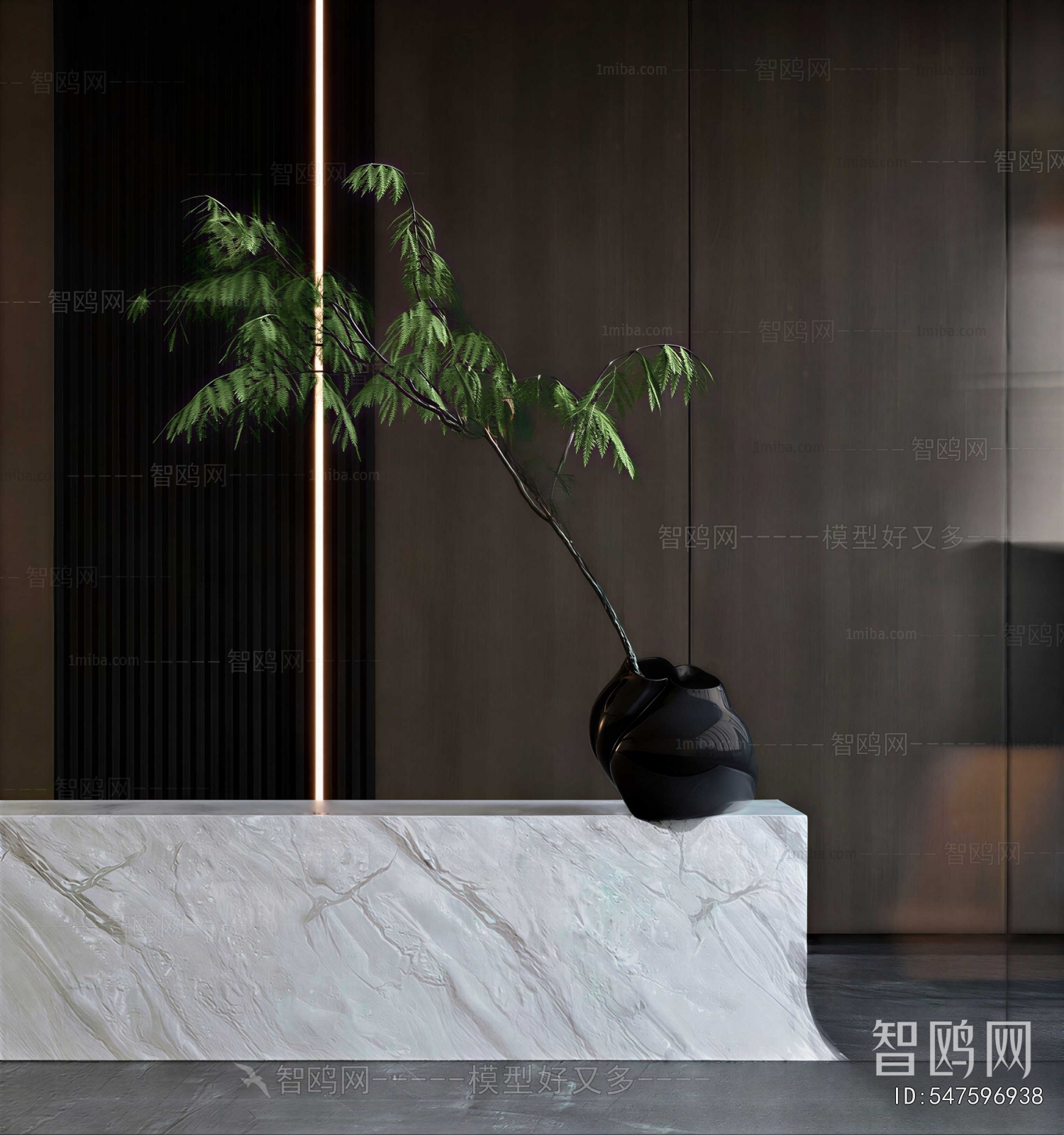Wabi-sabi Style Potted Green Plant