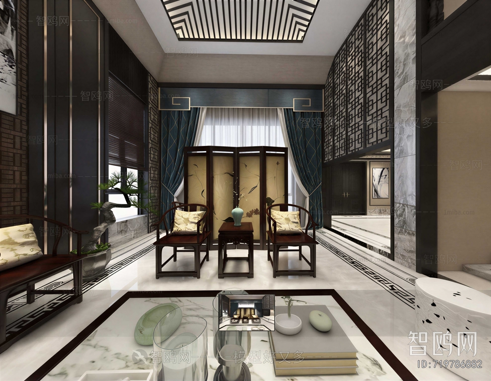 New Chinese Style A Living Room