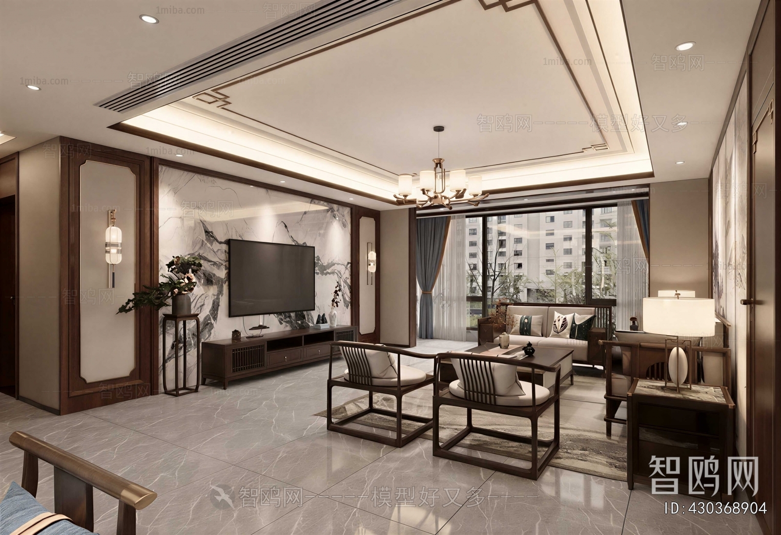 New Chinese Style A Living Room