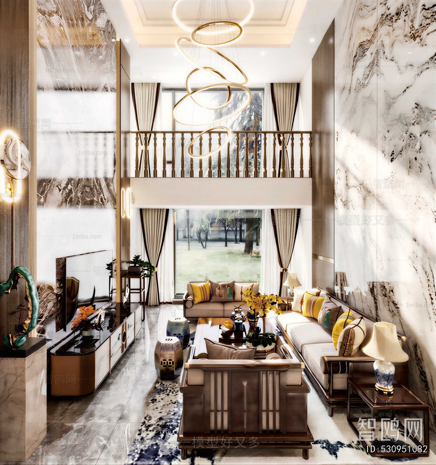 New Chinese Style A Living Room