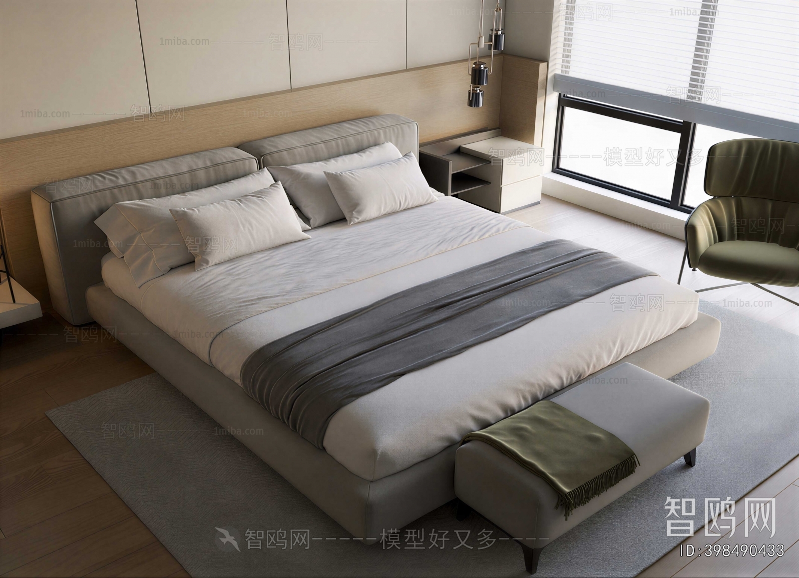 Wabi-sabi Style Double Bed