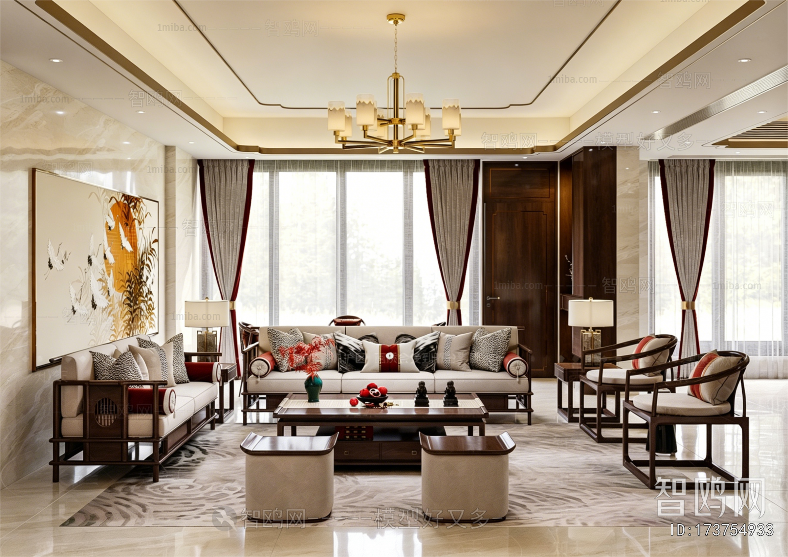 New Chinese Style A Living Room