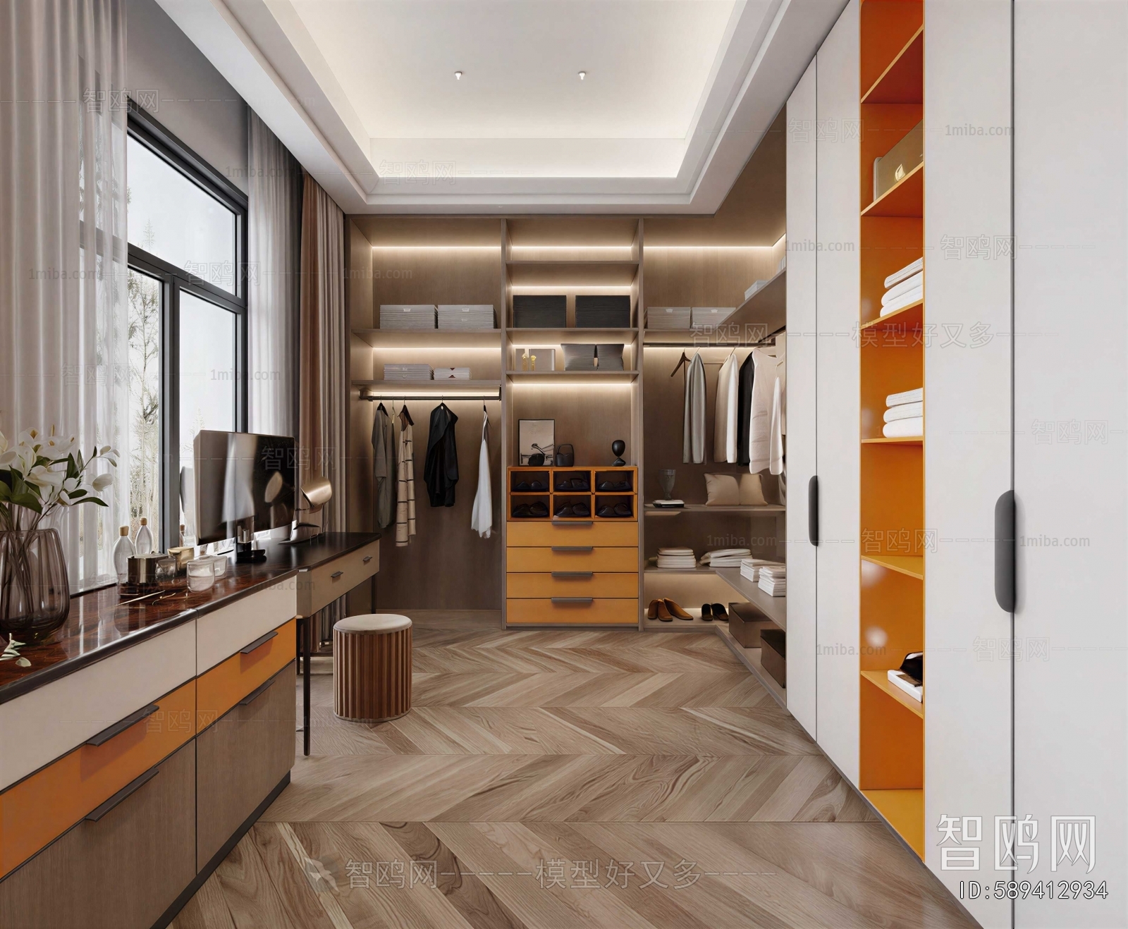 New Chinese Style Clothes Storage Area