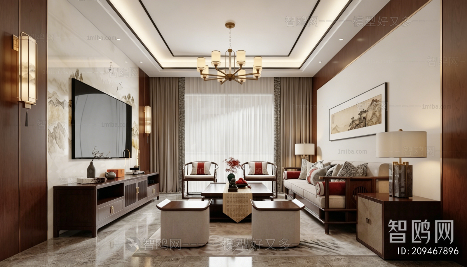 New Chinese Style A Living Room