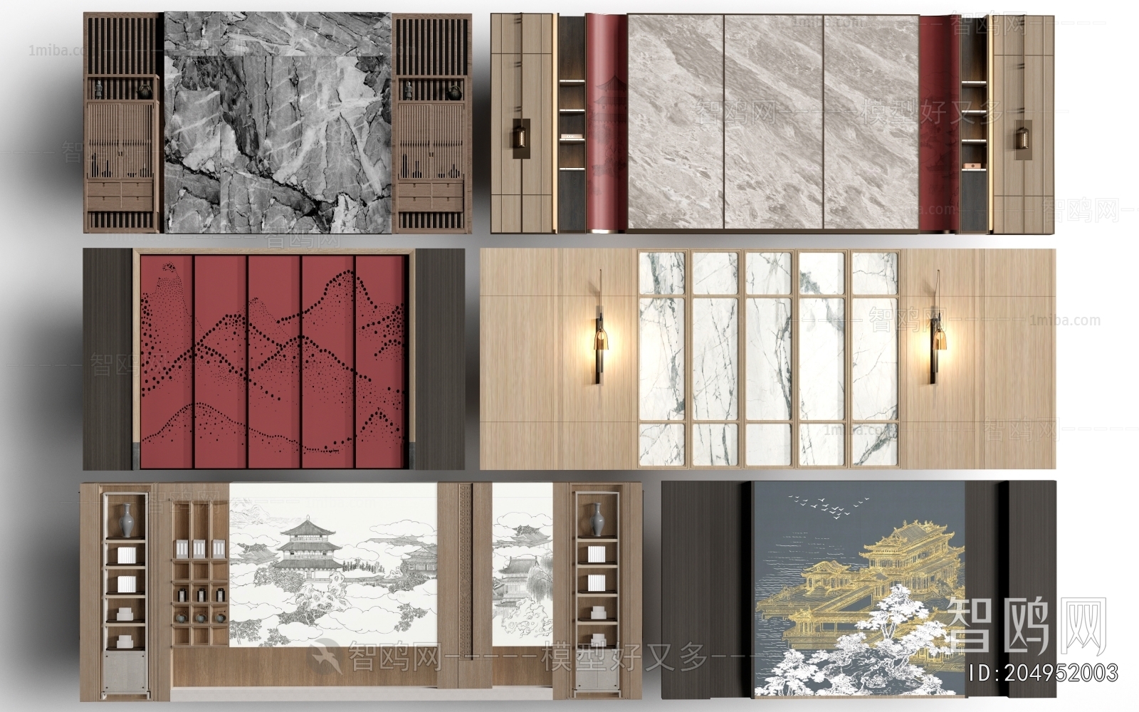 Modern New Chinese Style Chinese Style TV Wall