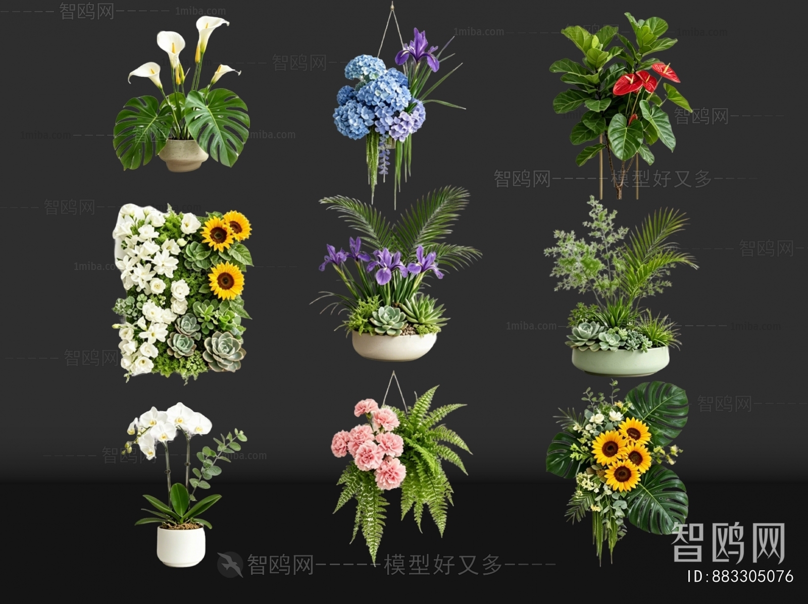 Modern Ground Green Plant Potted Plants
