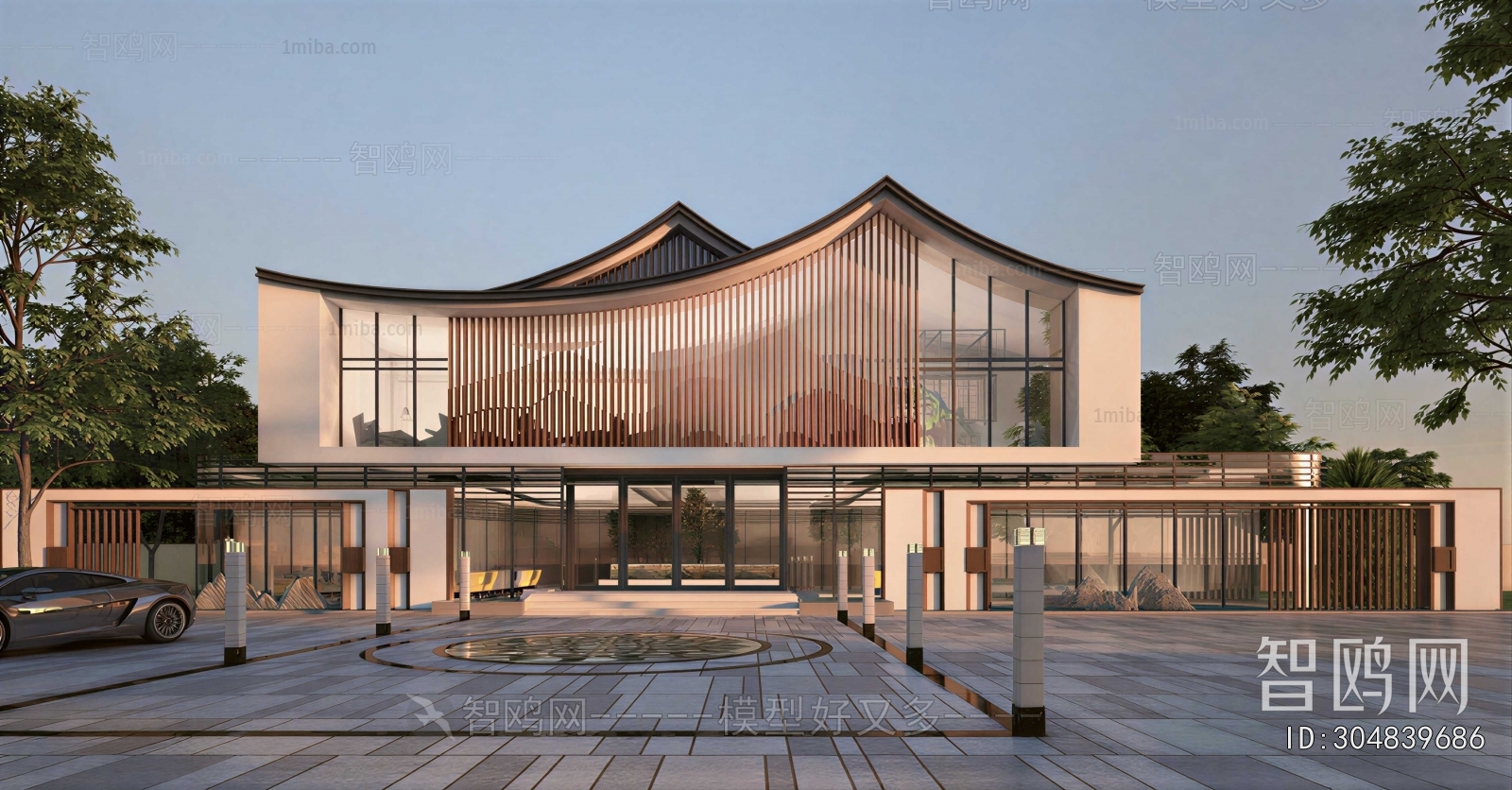 New Chinese Style Appearance Of Commercial Building