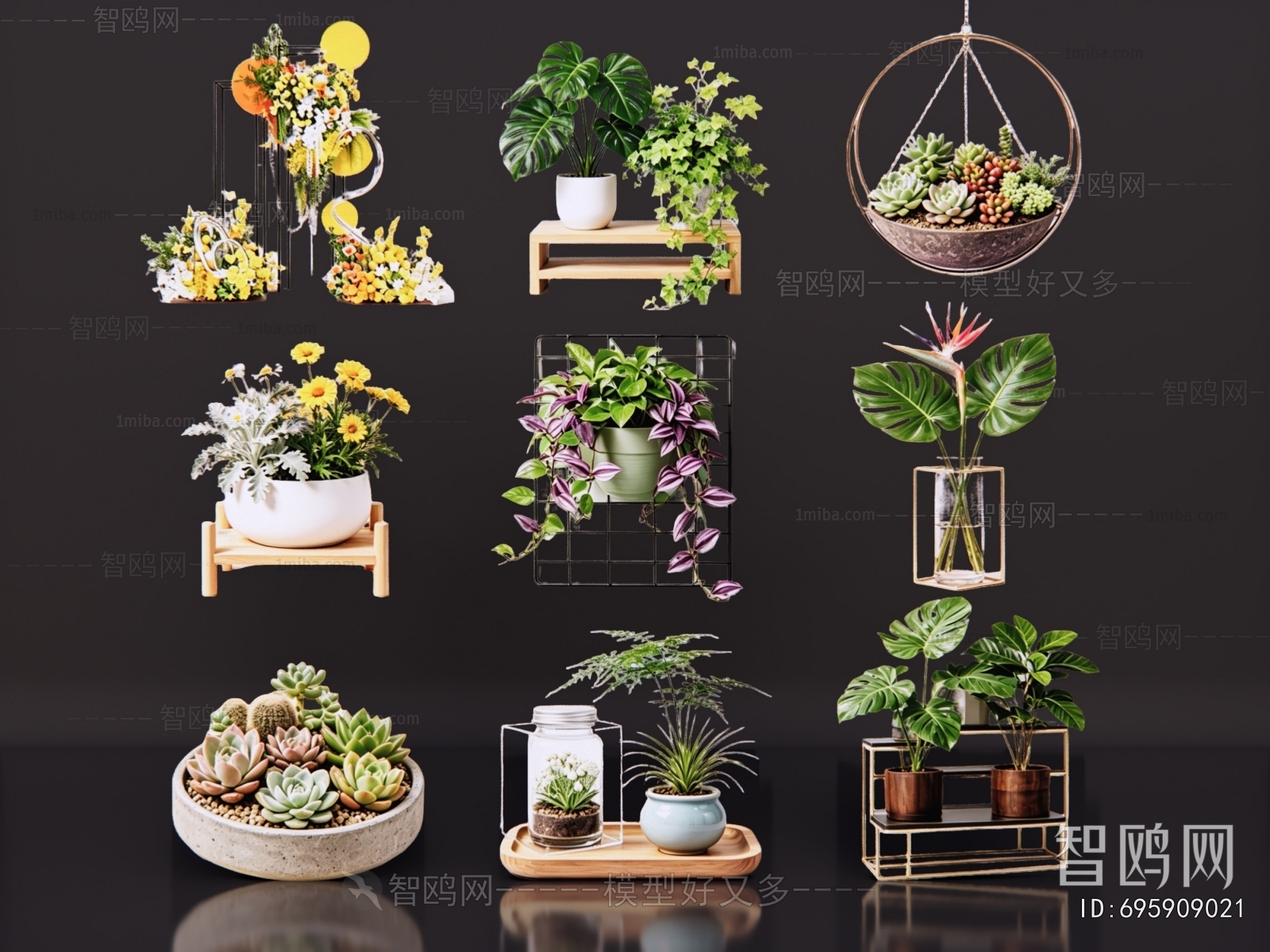 Modern Potted Green Plant
