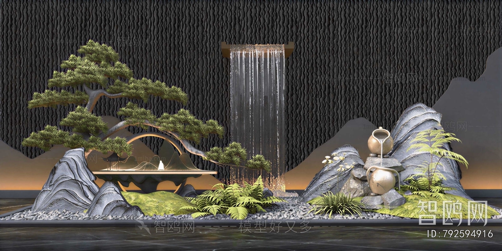 New Chinese Style Rockery Waterscape