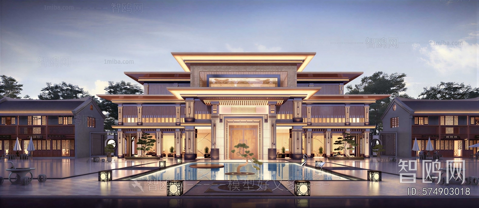 New Chinese Style Appearance Of Commercial Building