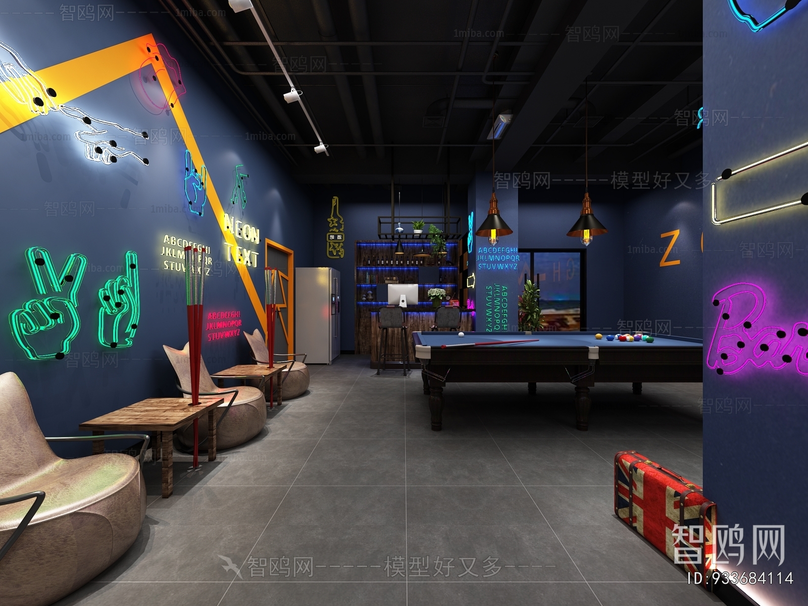 Industrial Style Billiard Room