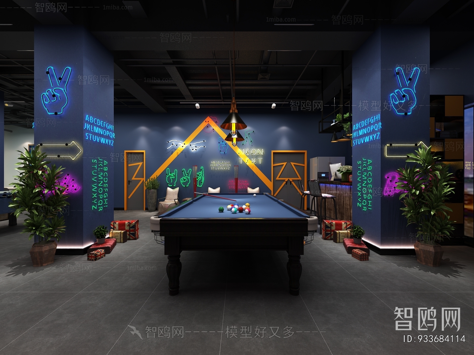 Industrial Style Billiard Room