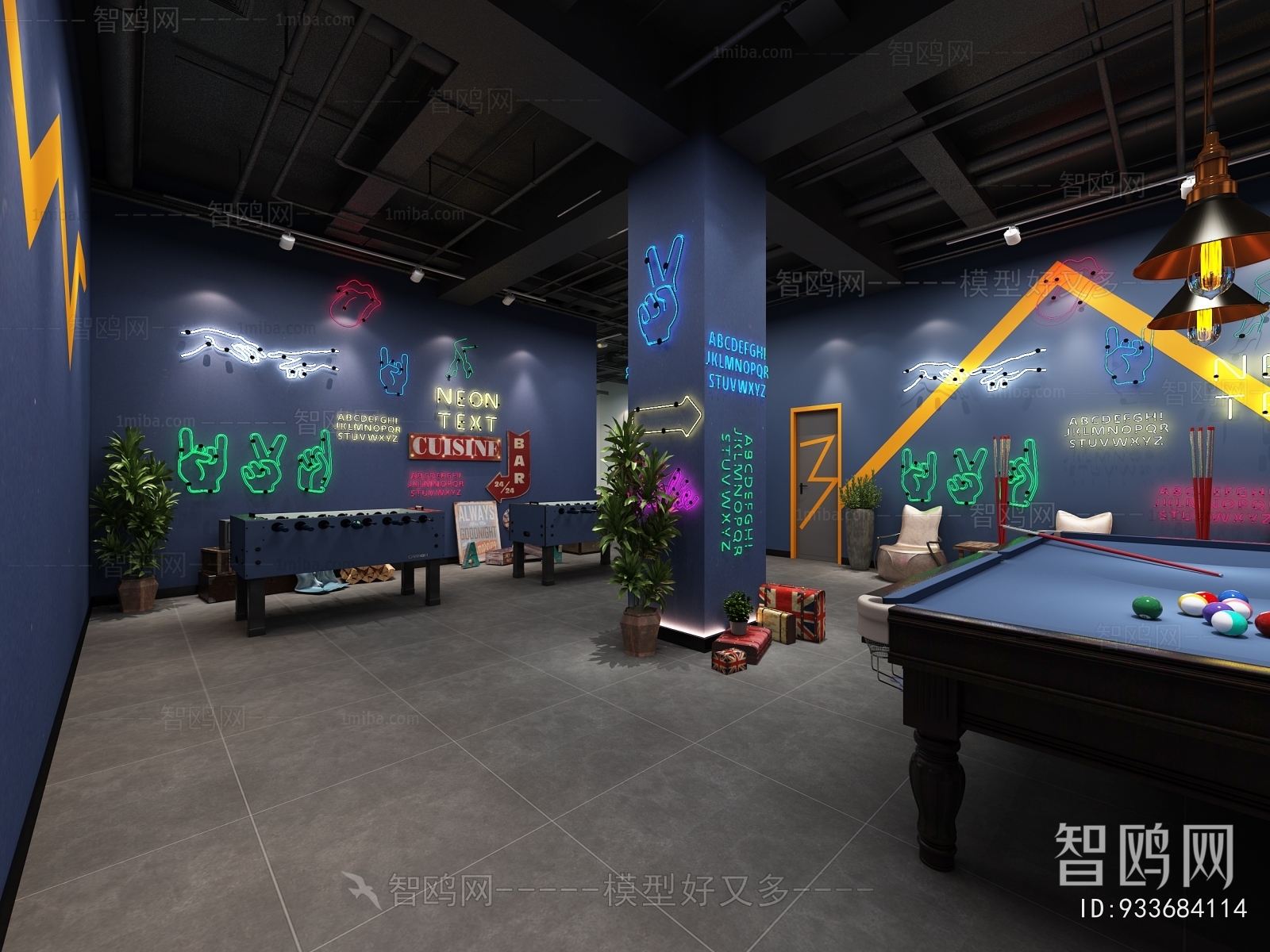 Industrial Style Billiard Room
