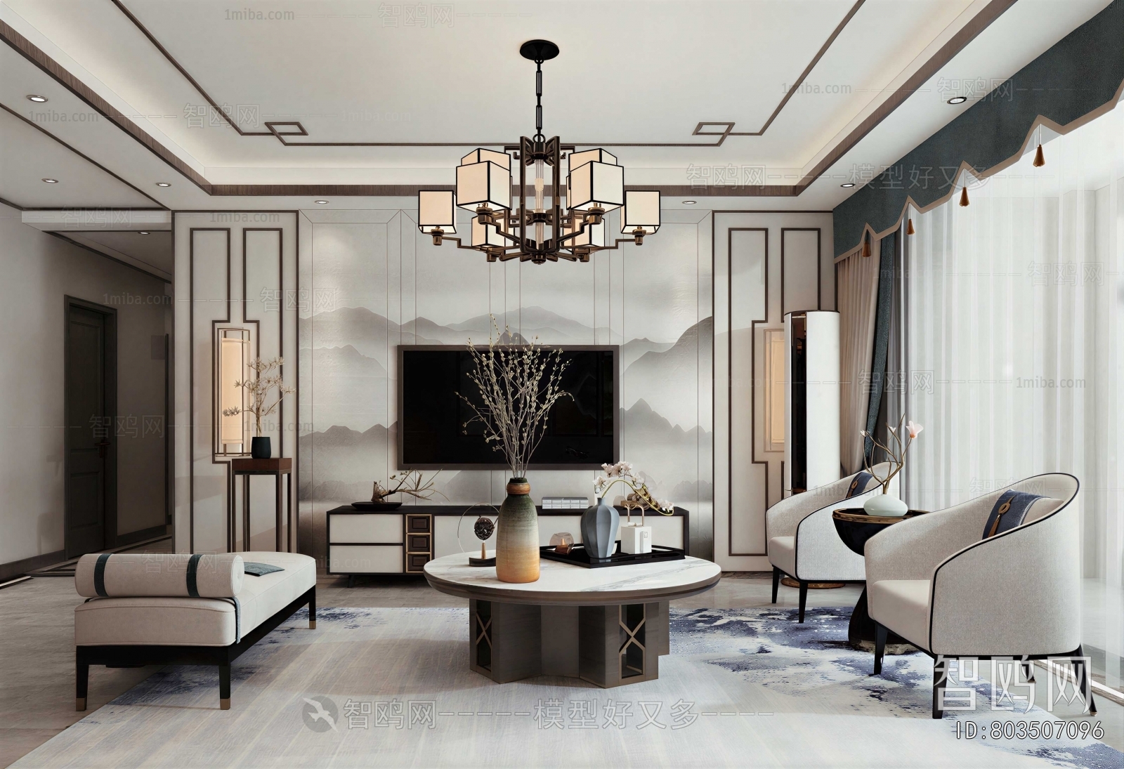 New Chinese Style A Living Room