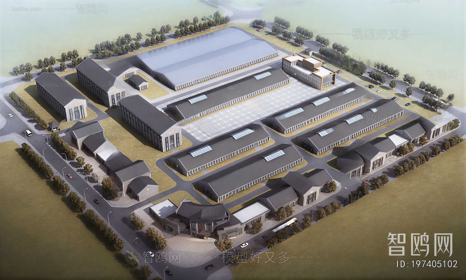 New Chinese Style Architectural Bird's-eye View Planning