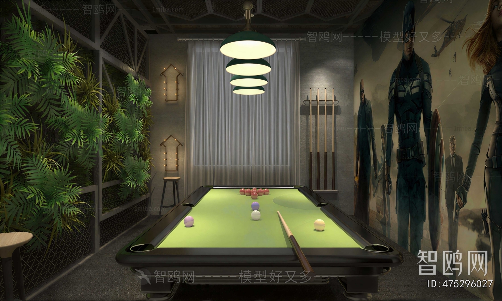 Industrial Style Billiards Room