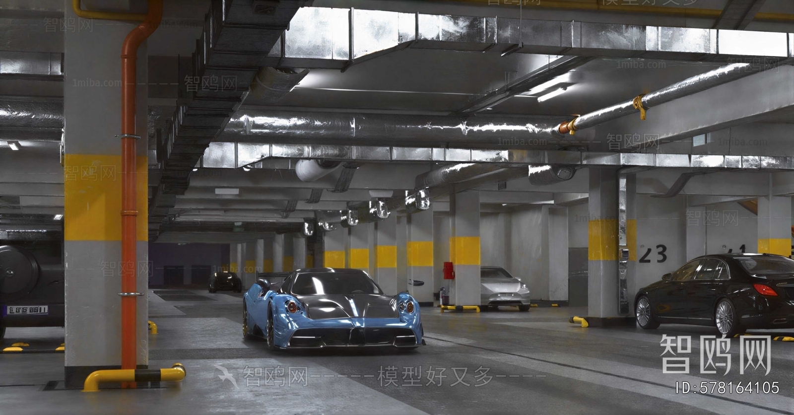 Industrial Style Underground Parking Lot