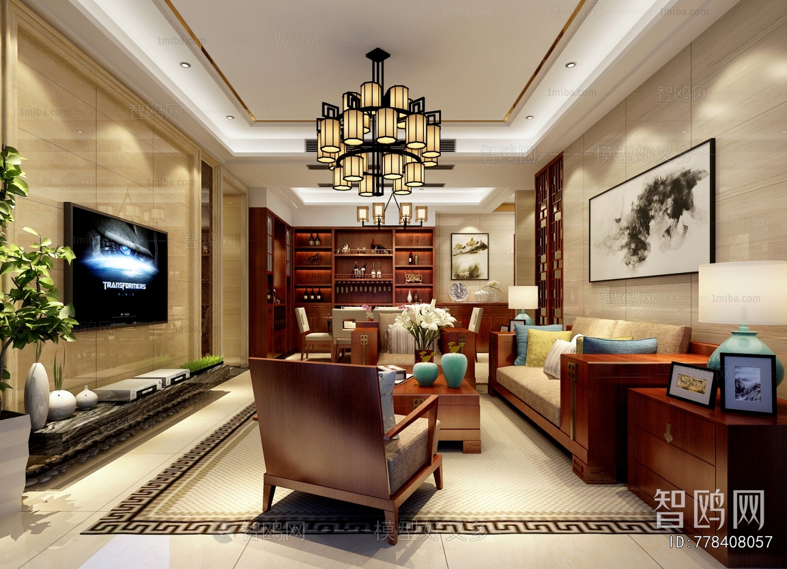 New Chinese Style A Living Room