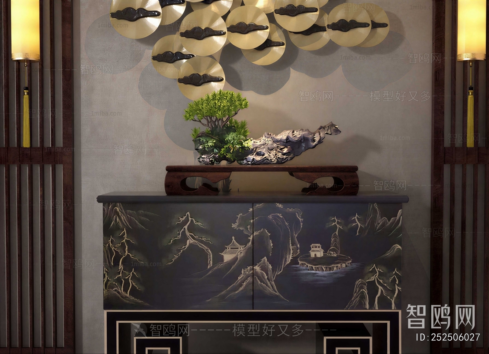 New Chinese Style Entrance Cabinet