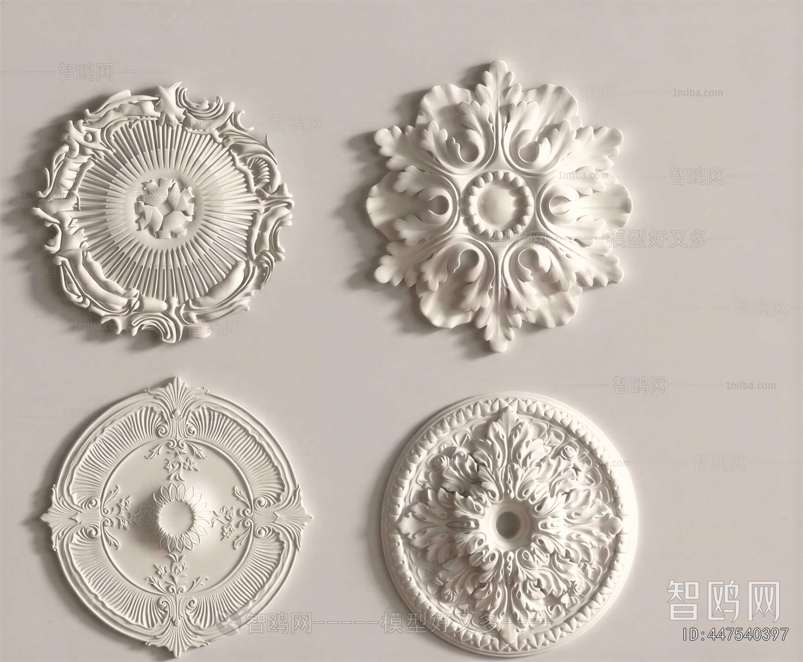 French Style Plaster Carved Top Plate