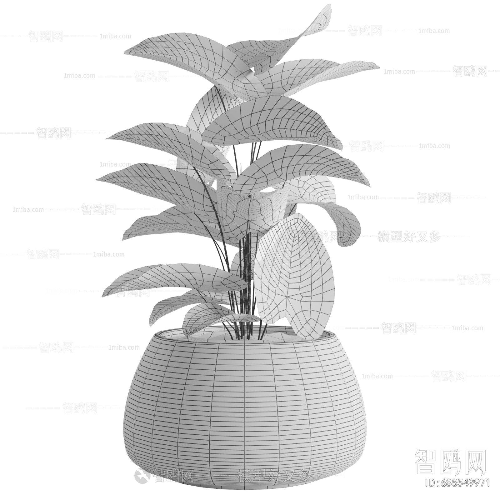 Modern Potted Green Plant