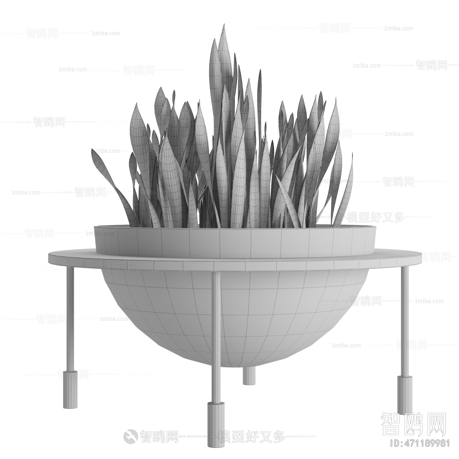 Modern Potted Green Plant