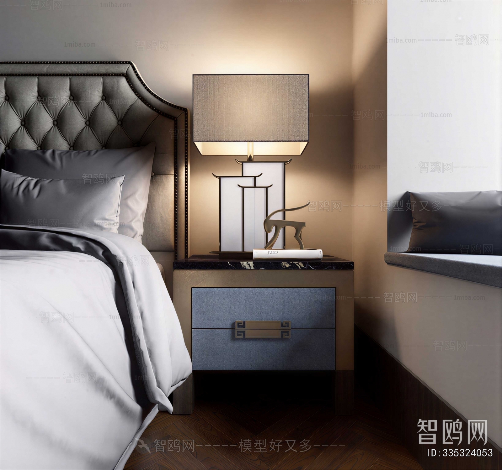 New Chinese Style Bedside Cupboard