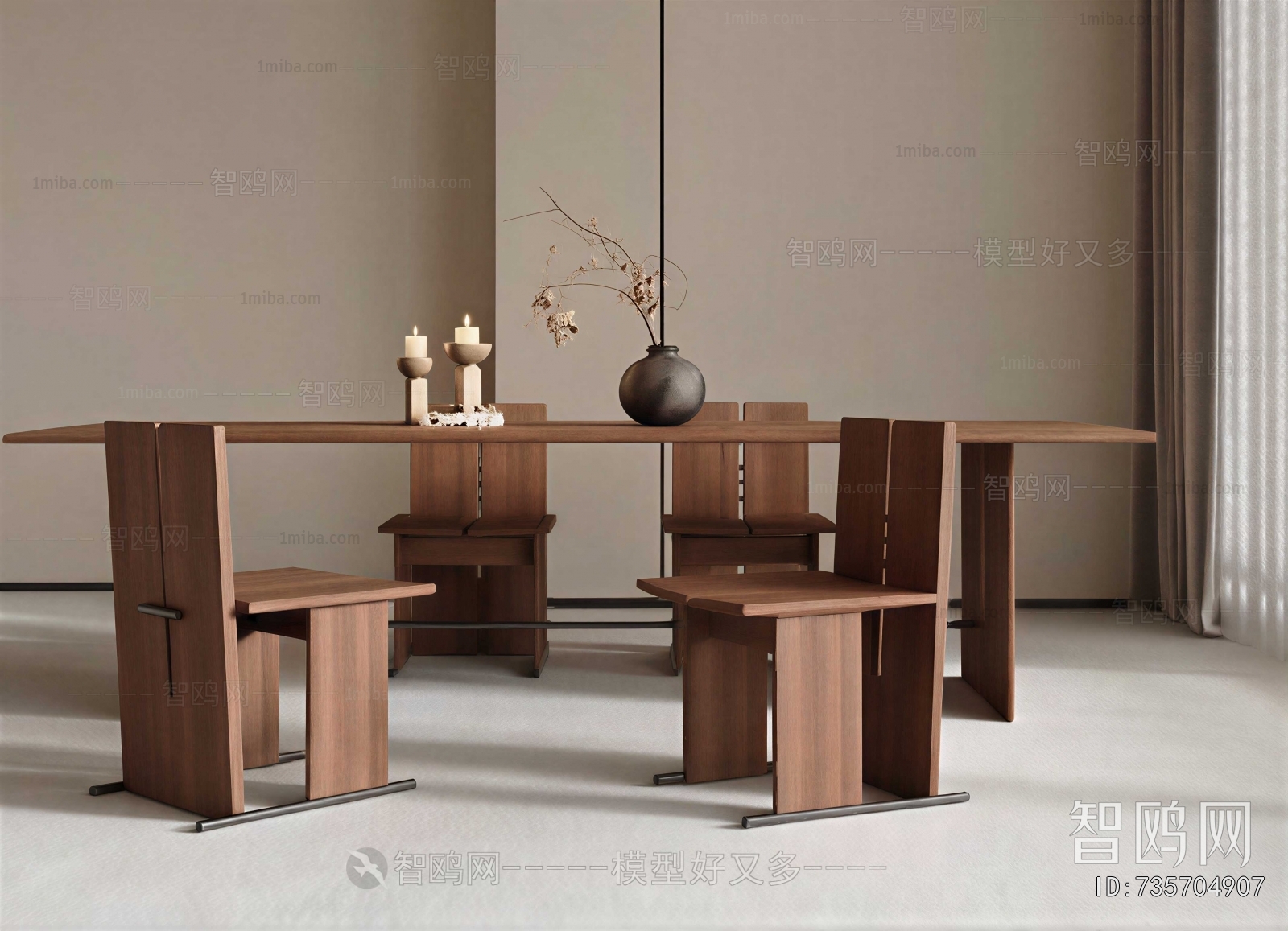 Wabi-sabi Style Dining Table And Chairs