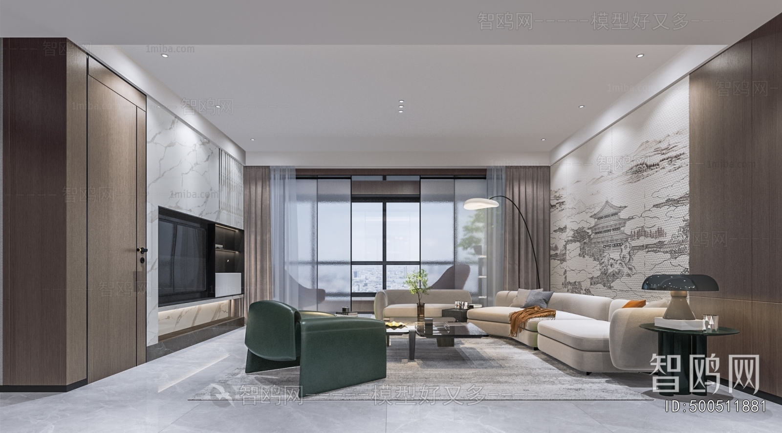New Chinese Style A Living Room