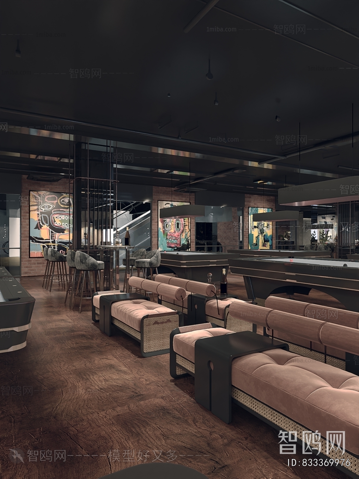 Industrial Style Billiard Room